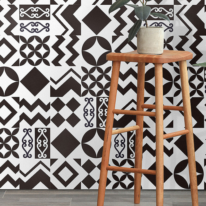 Black Modern Peel Wallpaper Panels 8' L x 8" W Geometry Pattern Wall Art for Kitchen