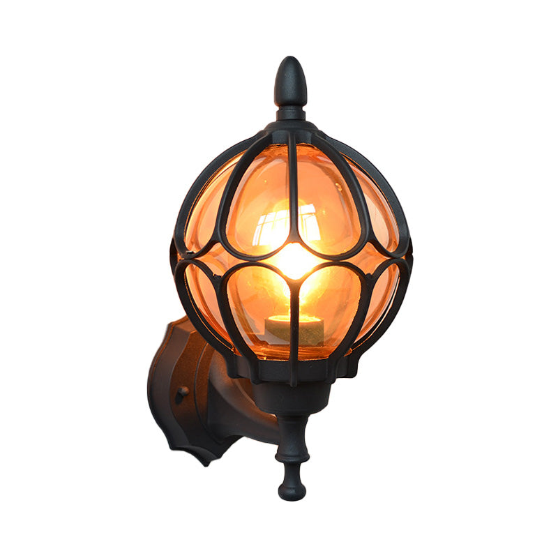 Globe Living Room Wall Lightture Industrial Amber Verre 1 Light Black / Gol