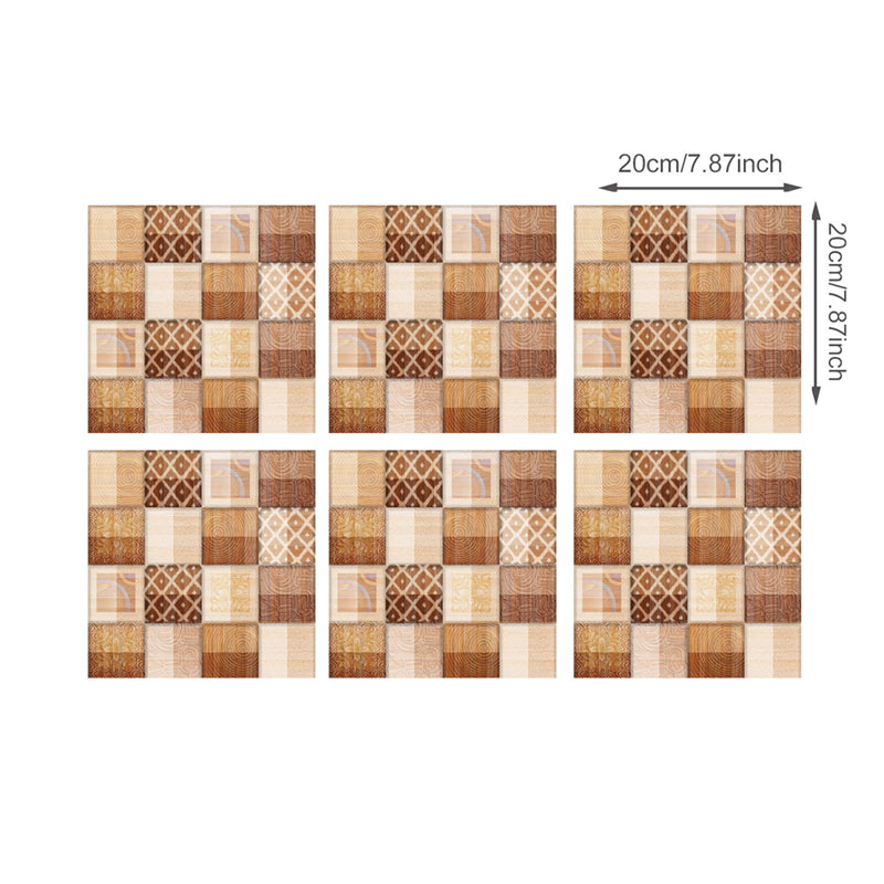 Rustic Mosaic Tile Brick Wallpapers Brown Peel and Paste Wall Art for Living Room