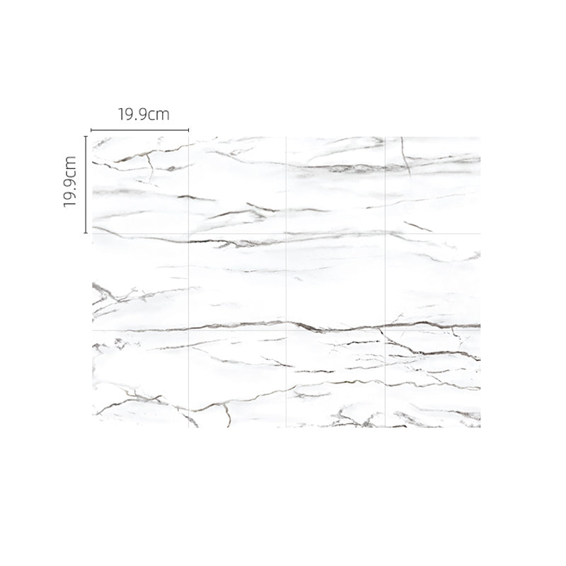 White Marble Wallpaper Panels Self-Adhesive Modern Kitchen Wall Covering, 8' x 8"