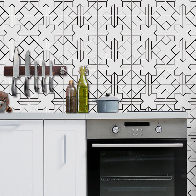 Symmetric Wallpaper Panels Modern Peel and Stick Kitchen Wall Decor, 3.5' L x 8" W, Grey