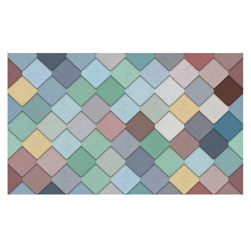 Multicolored Square Brick Wallpapers Mosaic Tile Modern Self Sticking Wall Covering