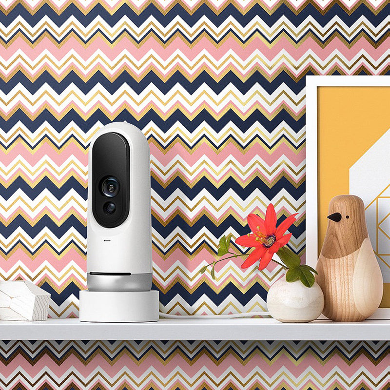 Modern Zigzag Wallpaper Panel Set for Kitchen 65.5' x 8" Peel off Wall Art in Pink-Black