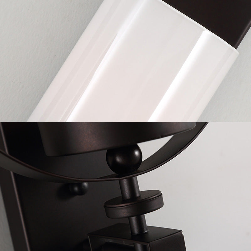 1 Glühbirnenzylinderbeleuchtung Industrielles schwarzes Opal -Glaswand -Leuchte für Wohnzimmer