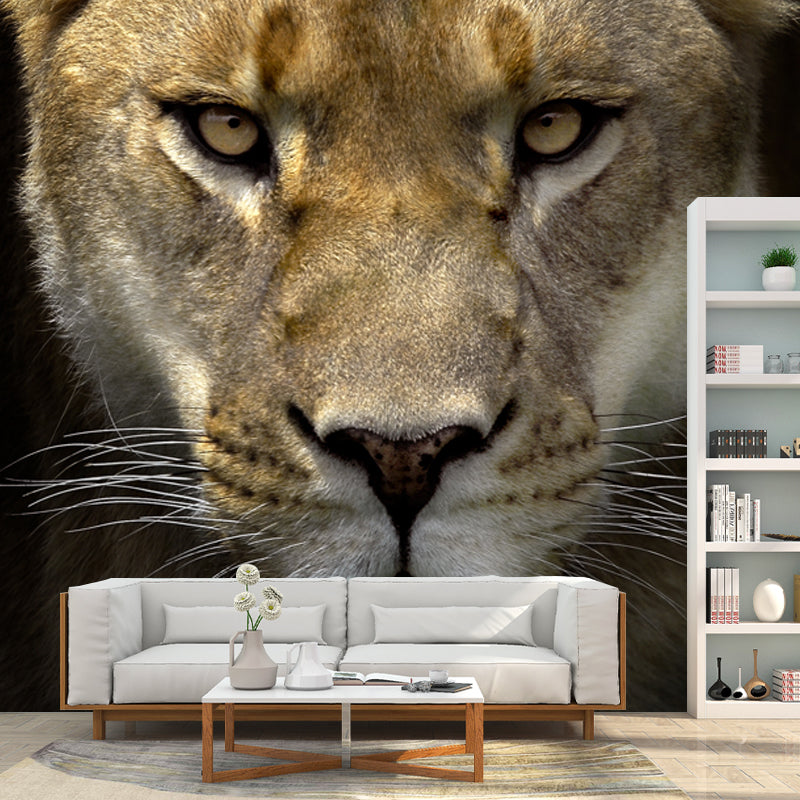 Photography Lion Head Mural Decal Huge Wall Covering for Living Room, Custom Made