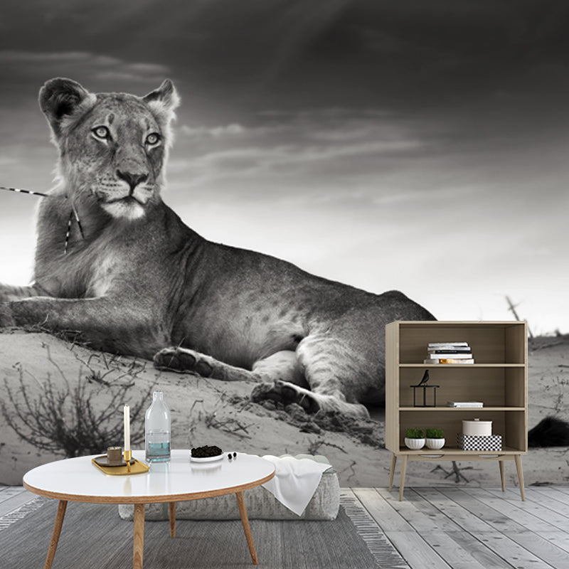 Grey Desert Lion Wallpaper Mural Waterproofing Modernist Bedroom Wall Decoration