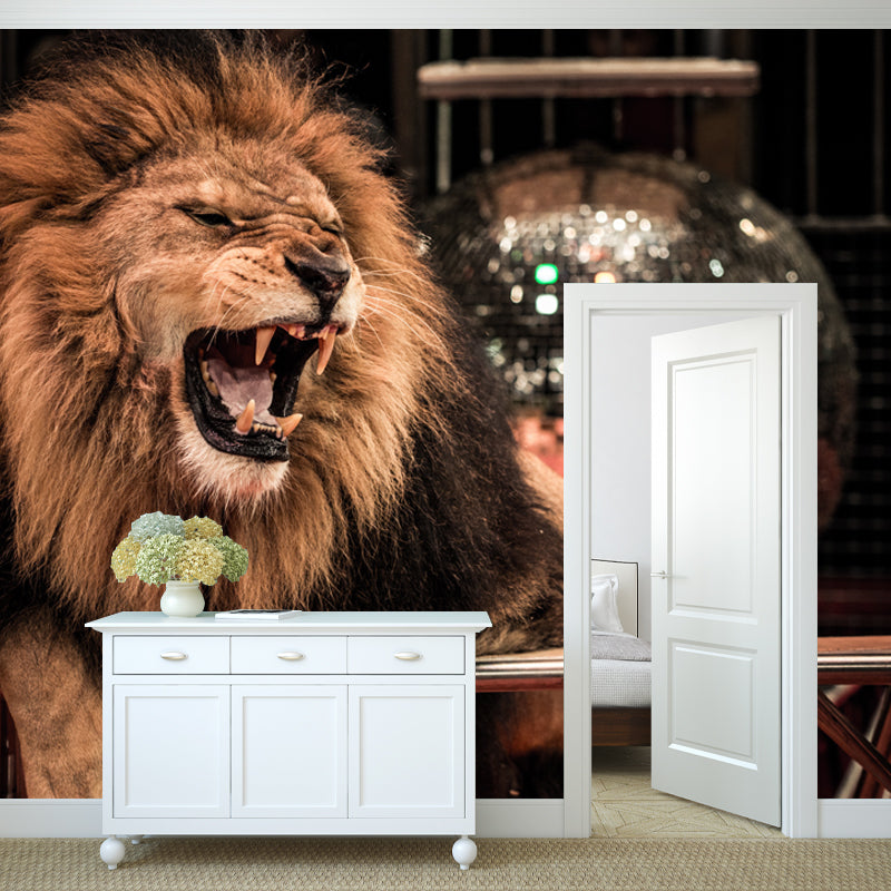Modern Lion Making Face Mural for Bedroom Customized Wall Decor, Made to Measure