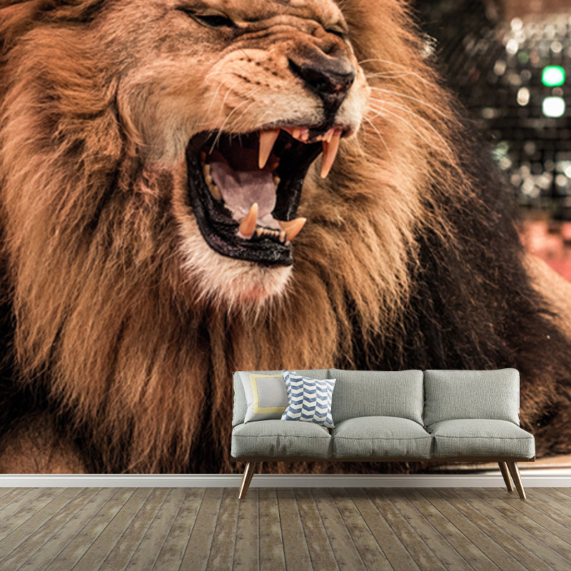 Modern Lion Making Face Mural for Bedroom Customized Wall Decor, Made to Measure