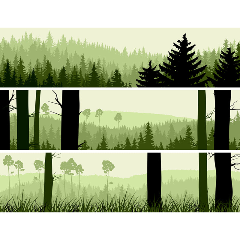 Illustration Forest Mural Wallpaper Large Wall Decoration for Bedroom, Custom-Print