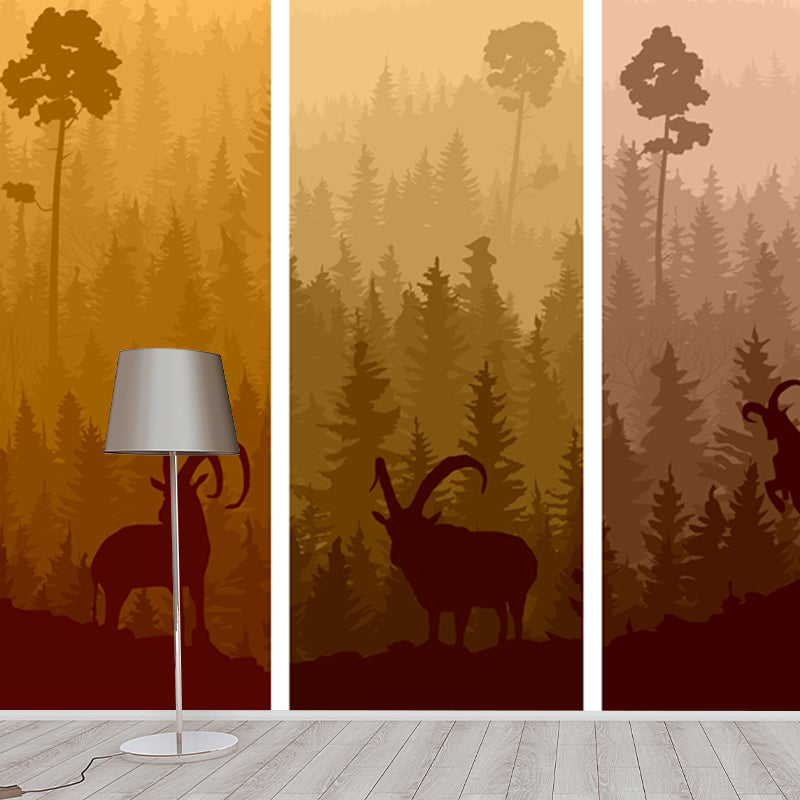 Goat and Sunset Landscape Mural Modern Water Resistant Bedroom Wall Decor, Custom Size