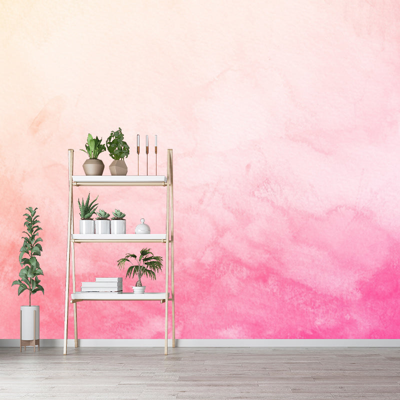 Pink Ombre Print Wall Mural Stain Resistant Wall Decoration for Bedroom, Made to Measure