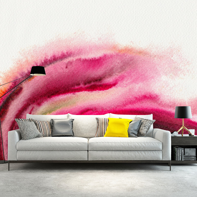 Large Abstract Wall Paper Mural in Pink Non-Woven Fabric Wall Decor, Waterproof, Custom Made