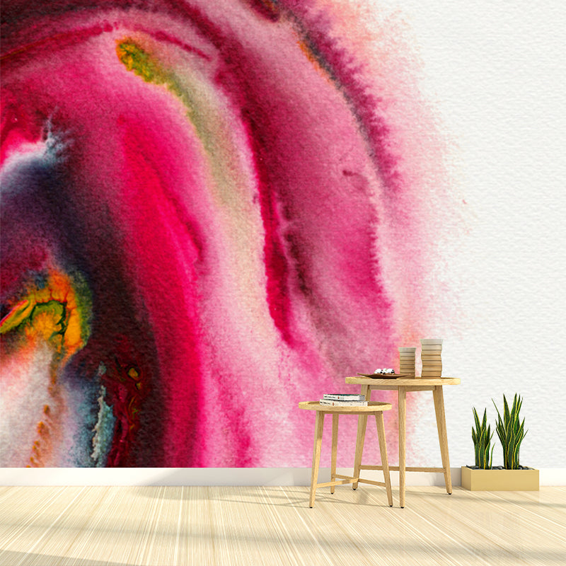Large Abstract Wall Paper Mural in Pink Non-Woven Fabric Wall Decor, Waterproof, Custom Made
