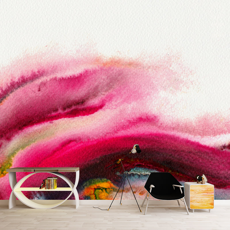 Large Abstract Wall Paper Mural in Pink Non-Woven Fabric Wall Decor, Waterproof, Custom Made