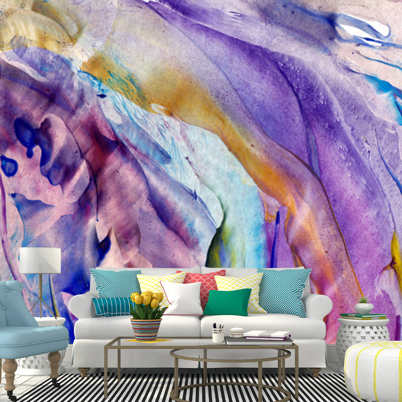 Enchanting Abstract Painting Mural Decal for Home, Purple, Custom Size Available