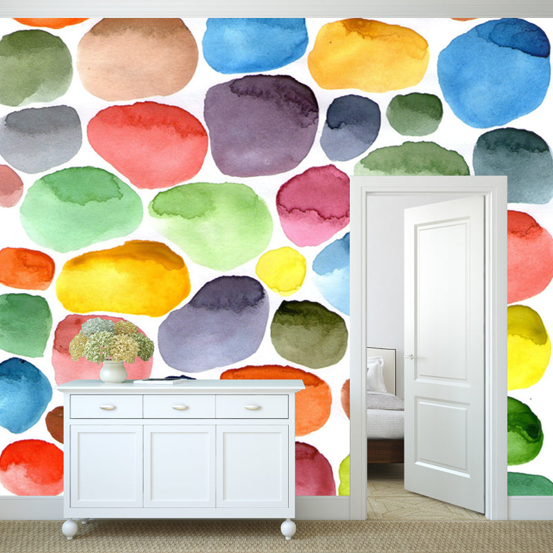 Full Size Swatches Wallpaper Mural Artistic Pretty Watercolor Wall Decor in Green