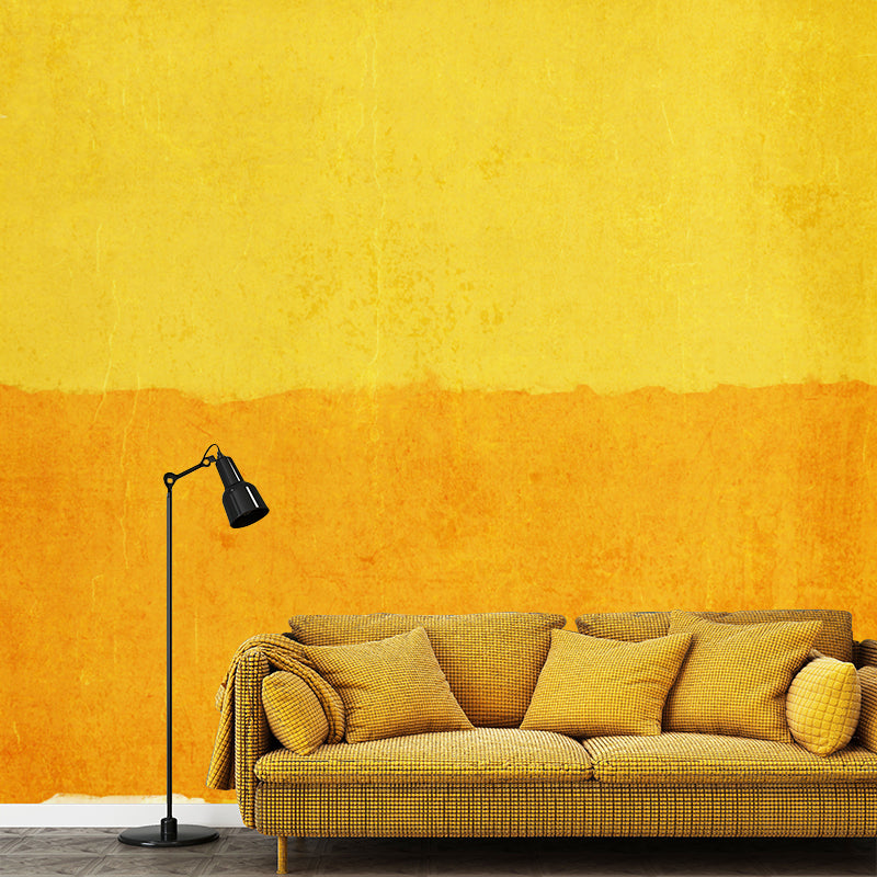Minimalist Square Mural Wallpaper Yellow Stain-Resistant Wall Covering for Accent Wall