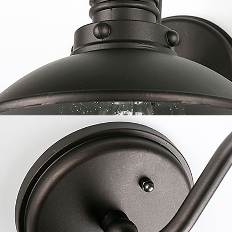 One Lampen Wandleuchten Beleuchtungskegel/ausgestatteter Schatten sprudelt/Opalglas Industrialeingang Leuchte in Schwarz