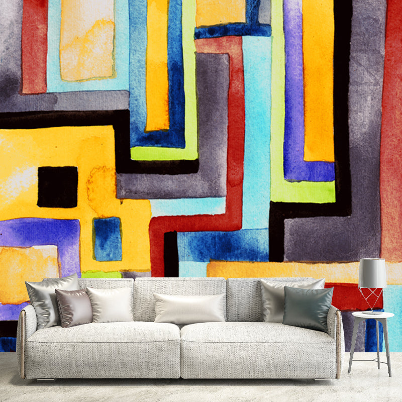 Orange Childrens Art Mural Wallpaper Whole House Floor Plan Wall Art for Bedroom