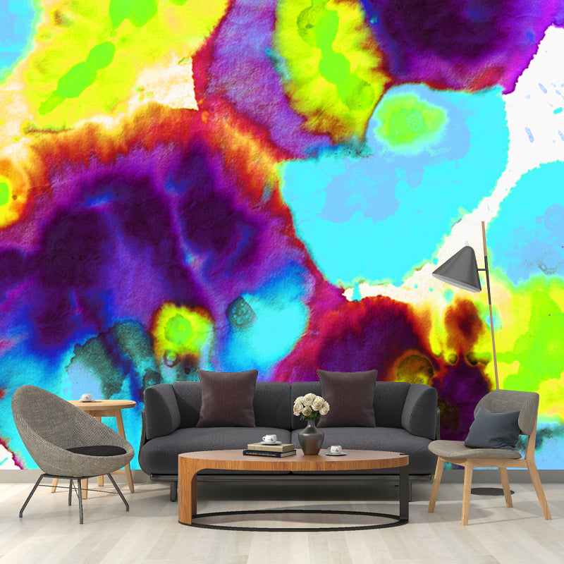 Purple Lotus Leaf Wallpaper Mural Water-Proof Artistry Living Room Wall Decoration