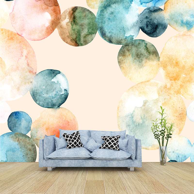 Modern Art Circles Drawing Mural for Bedroom Personalized Size Wall Art in Yellow