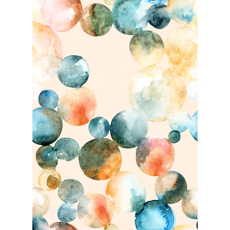 Modern Art Circles Drawing Mural for Bedroom Personalized Size Wall Art in Yellow