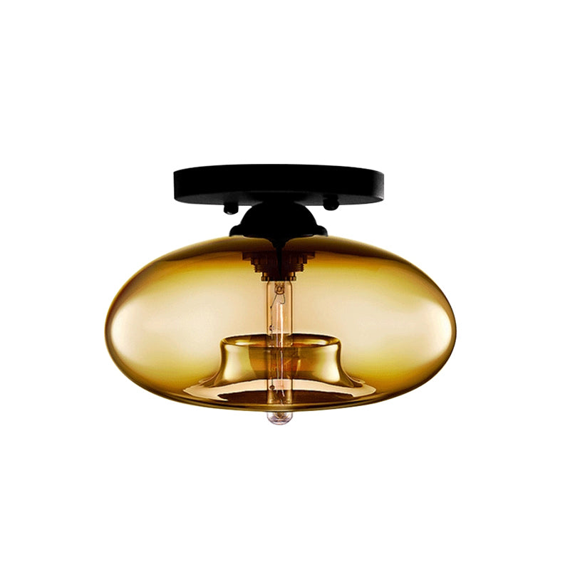 Lampe encastrée ovale en verre, Style Simple, 1 lumière claire/ambre/fumée, plafonnier pour couloir