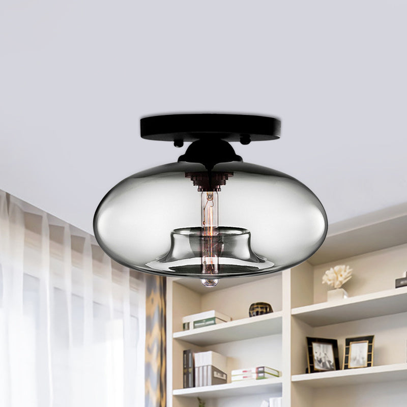 Lampe encastrée ovale en verre, Style Simple, 1 lumière claire/ambre/fumée, plafonnier pour couloir