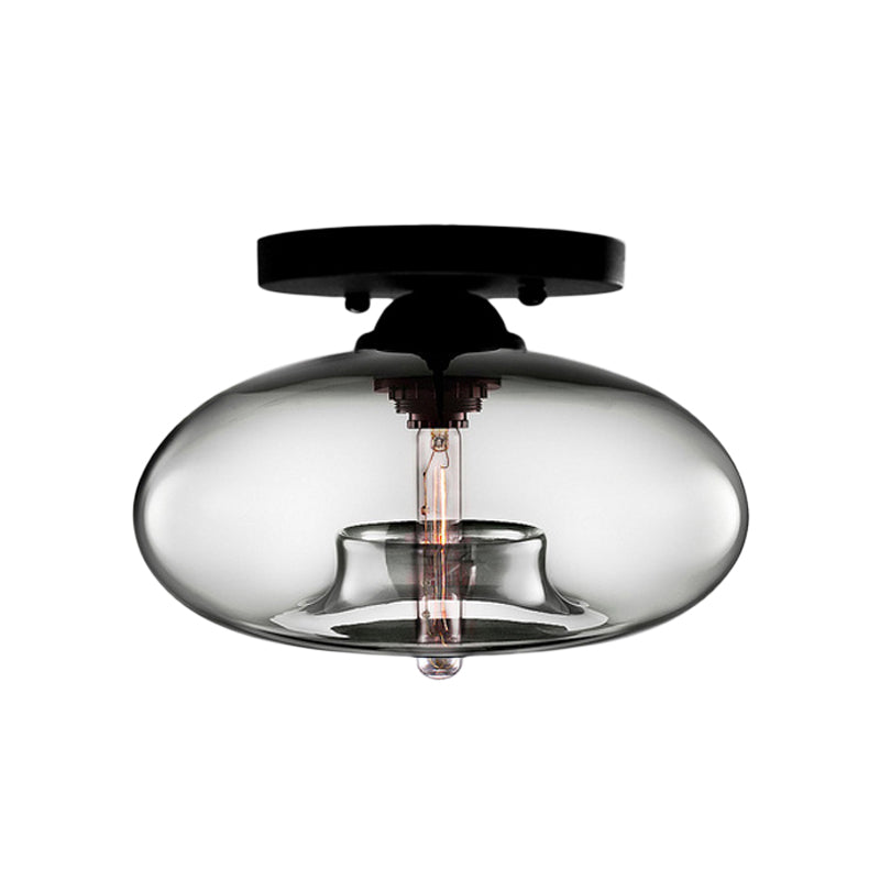 Lampe encastrée ovale en verre, Style Simple, 1 lumière claire/ambre/fumée, plafonnier pour couloir