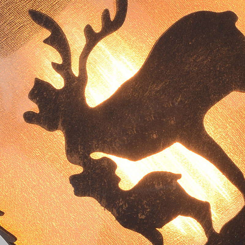 Cylinder Metal Wall Mounted Lamp Industrial Single Bulb Indoor Sconce Light in Rust with Wood Backplate