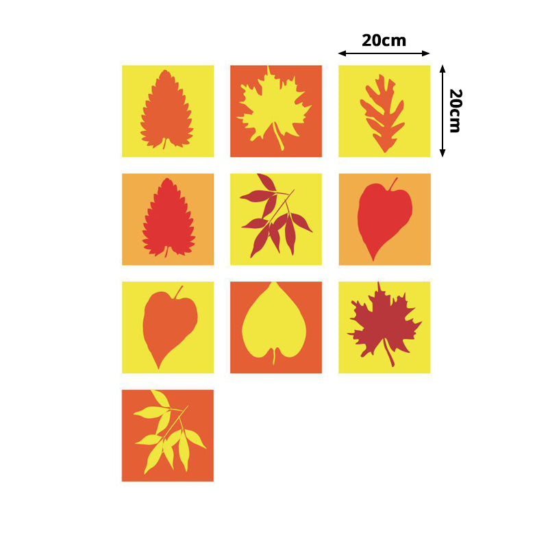 Rustic Botanix Leaf Wallpaper Panels Red-Yellow Easy Peel off Wall Decor for Kitchen