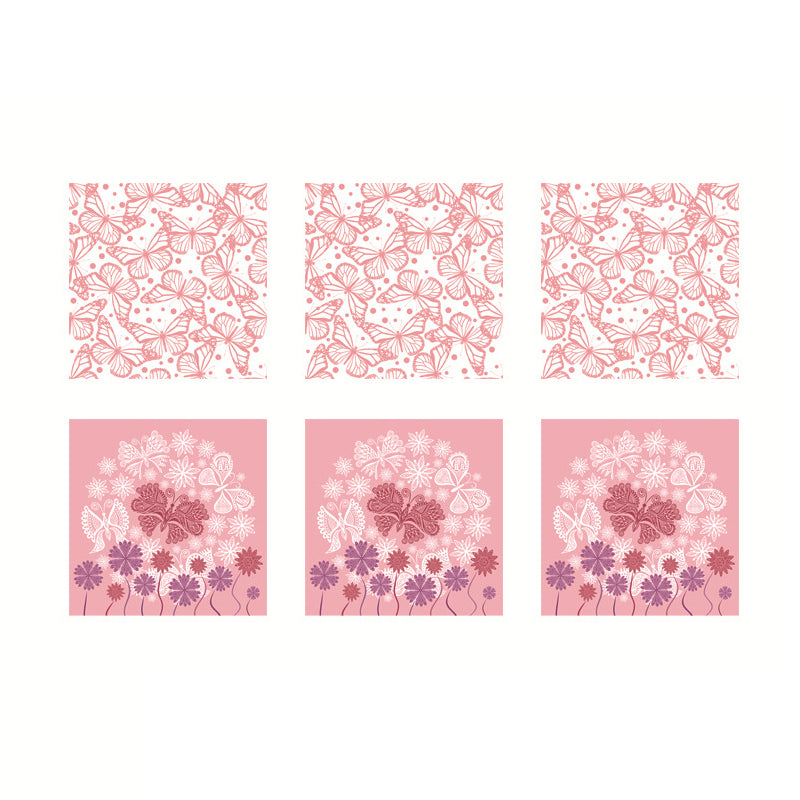 Pink Butterfly Wallpaper Panel Set Self-Stick Country Style Bedroom Wall Decoration