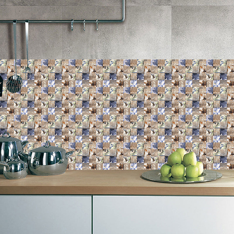 Removable Shattered Flower Wallpapers Countryside PVC Wall Decor, 5.8-sq ft, Blue-Brown