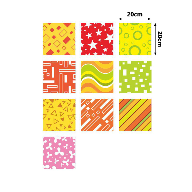 Geometric Pattern Stick Wallpapers in Red-Yellow-Green Kids Style Wall Art for Nursery
