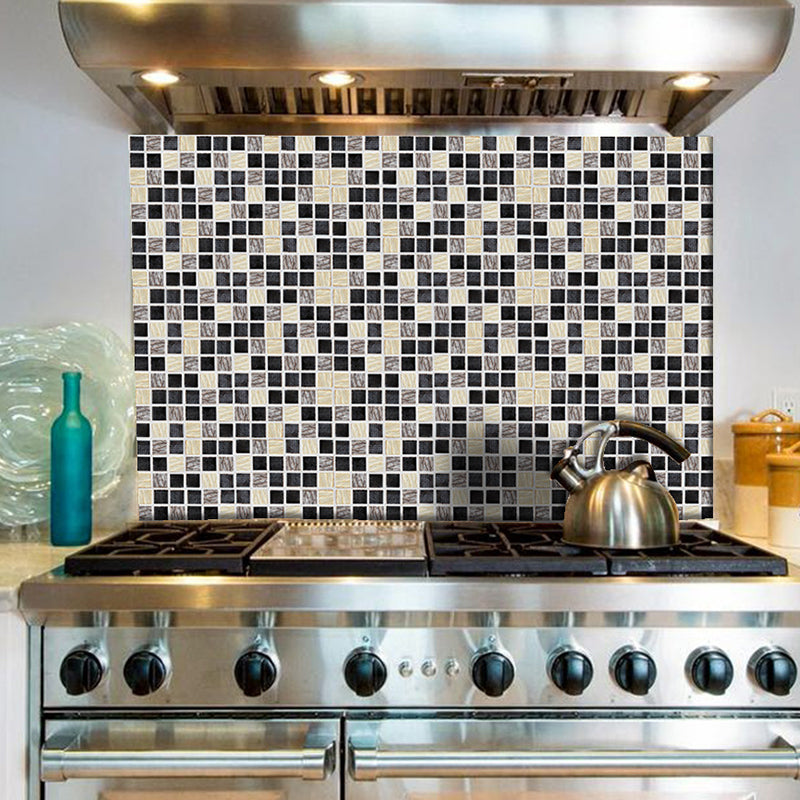 Bohemia Checkerboard Wallpapers 54 Pcs Black Peel and Paste Wall Decor for Kitchen Backsplash