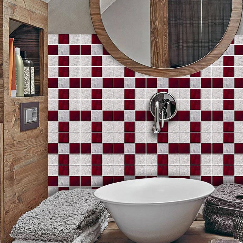 Red Mosaic Tile Wallpapers Pick Up Sticks Moroccan Washroom Wall Covering, 50 Pieces