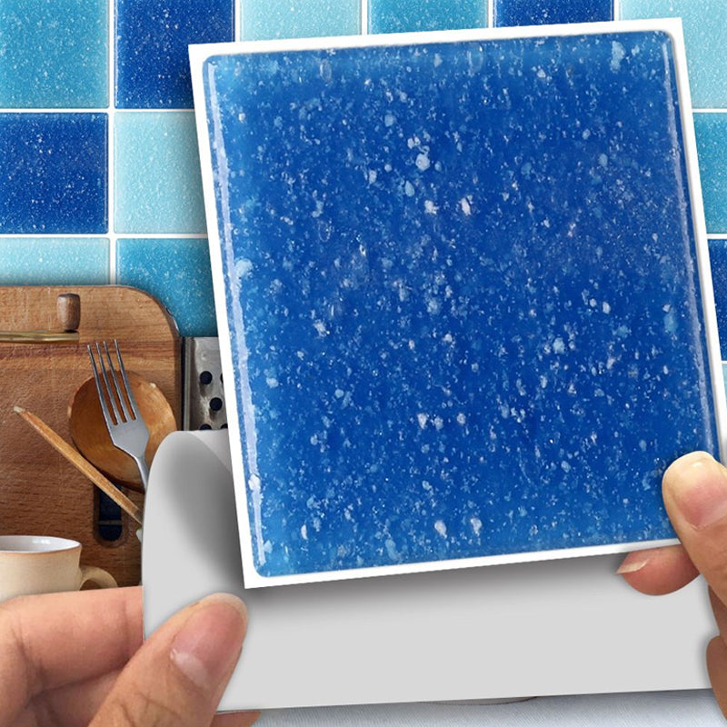 Boho Spots Adhesive Wallpaper Panels 50 Pieces Blue Living Room Wall Decor, 12.2-sq ft