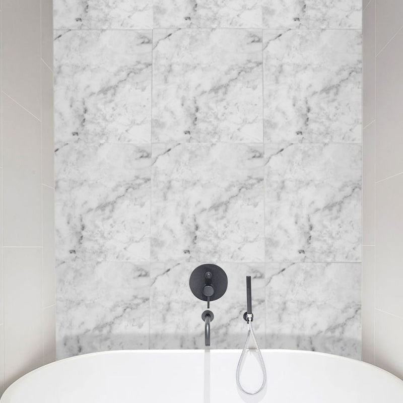 Adhesive Marble Wallpaper Panels Contemporary PVC Wall Art for Bedroom, 12' L x 12" W