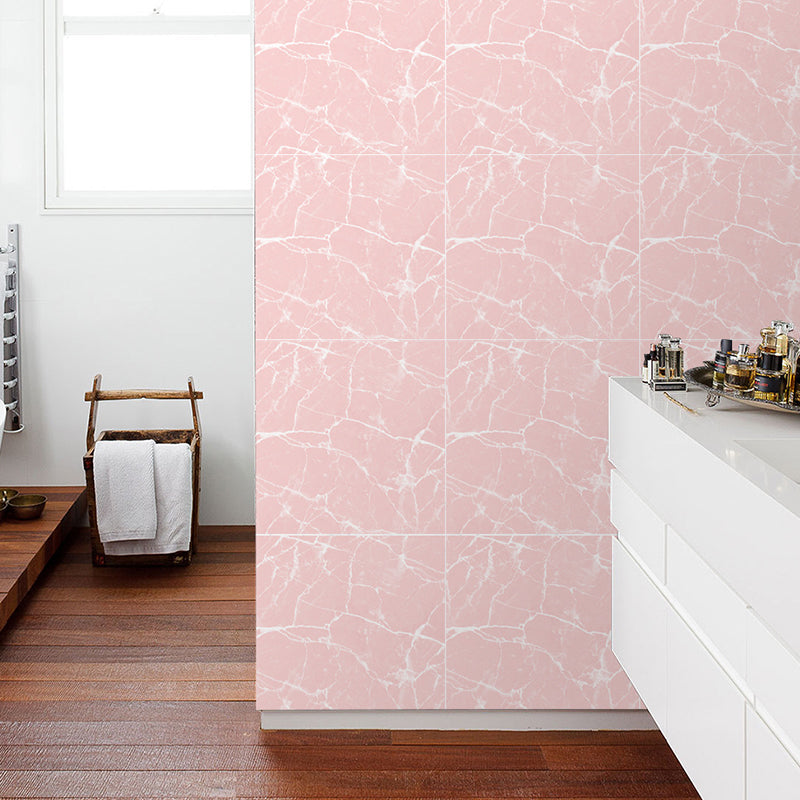 Pink Marble Look Wallpaper Panels Peel and Paste Modernist Bedroom Wall Covering