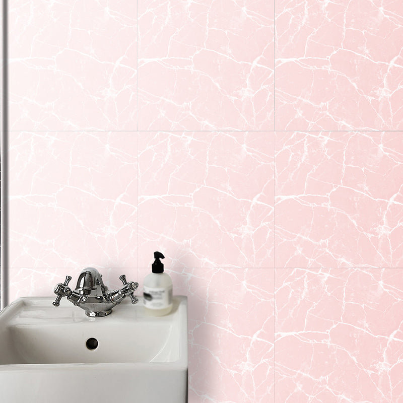 Pink Marble Look Wallpaper Panels Peel and Paste Modernist Bedroom Wall Covering