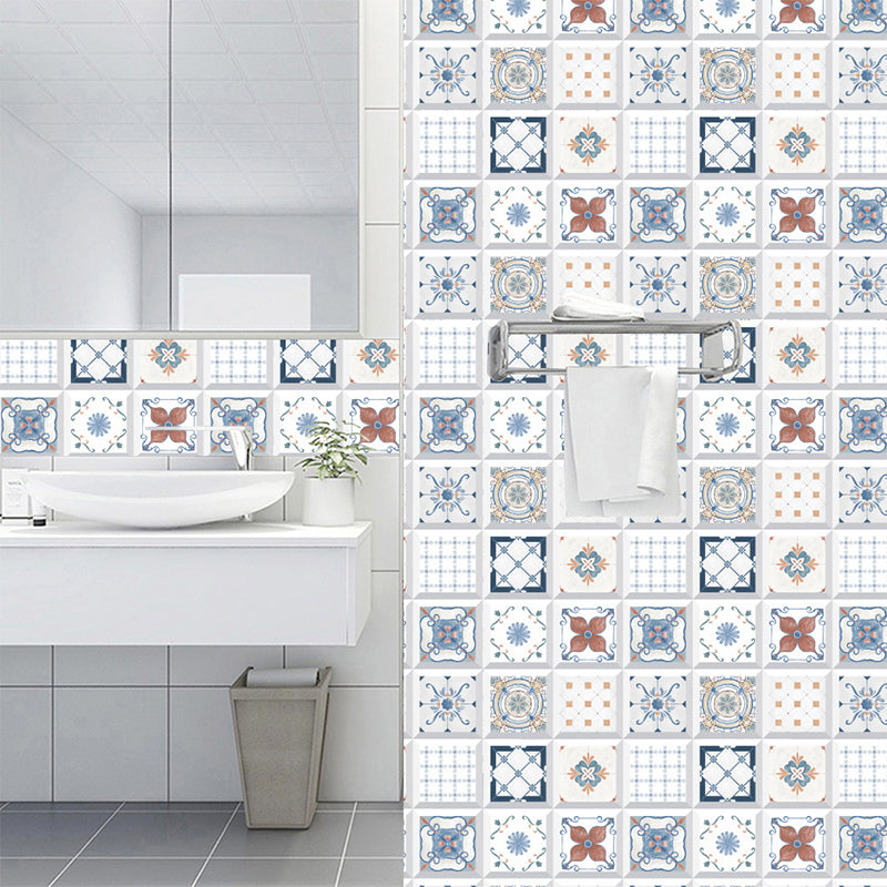 Blue Bohemian Peel Wallpapers 8.6-sq ft Mixed Pattern Wall Decor for Bathroom, 20 Pcs