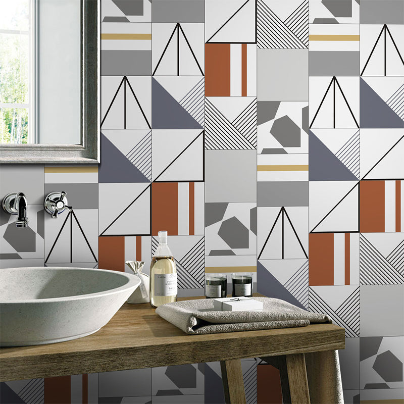 Modern Geometric Stick Wallpaper Panel 5 Pcs Grey Pick-Up Sticks Wall Art for Restaurant