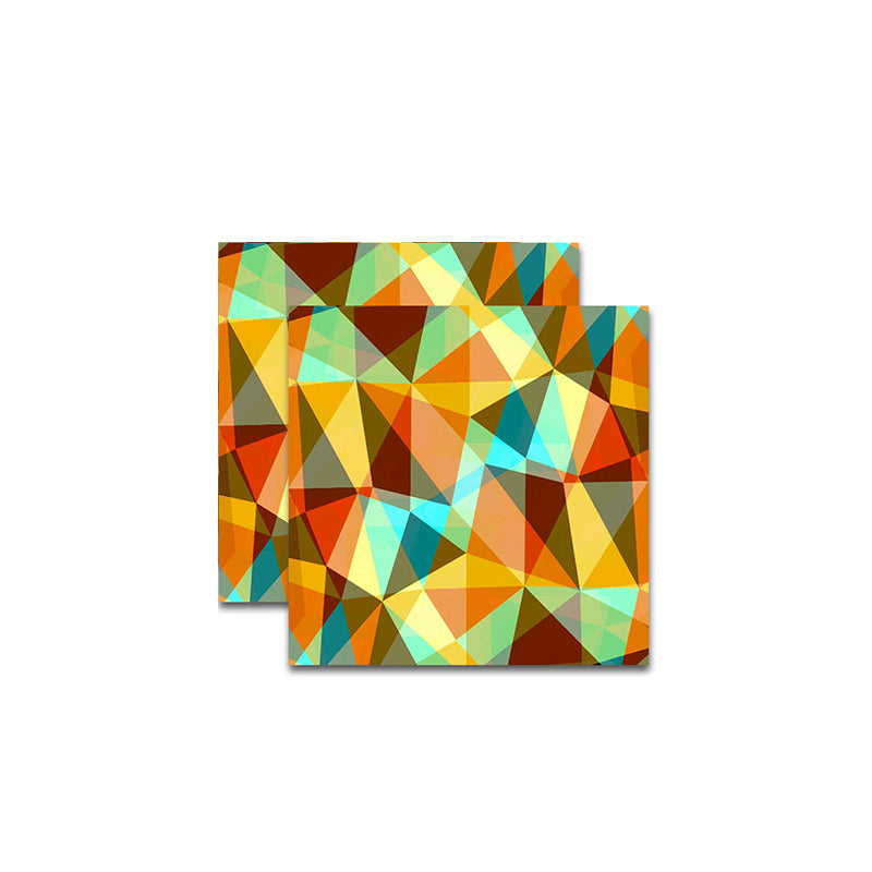 Modern 3D Illusion Peel Wallpapers Orange Geometric Wall Covering for Home, 18 Pieces