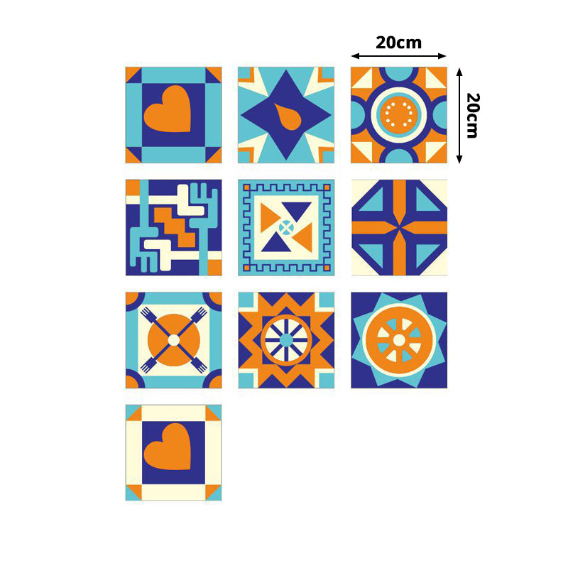 Contemporary Geometric Wallpapers Orange-Blue Self Sticking Wall Covering for Bedroom