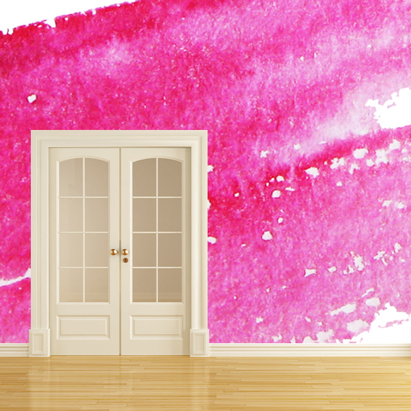 Pink Brush Stroke Wall Covering Mural Water-Resistant Wall Decor for Living Room
