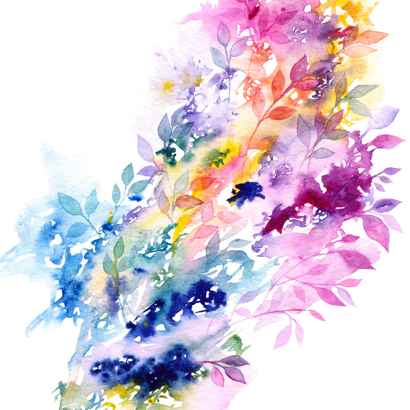 Modern Art Plant Painting Mural Purple-Blue Waterproofing Wall Decor for Corridor