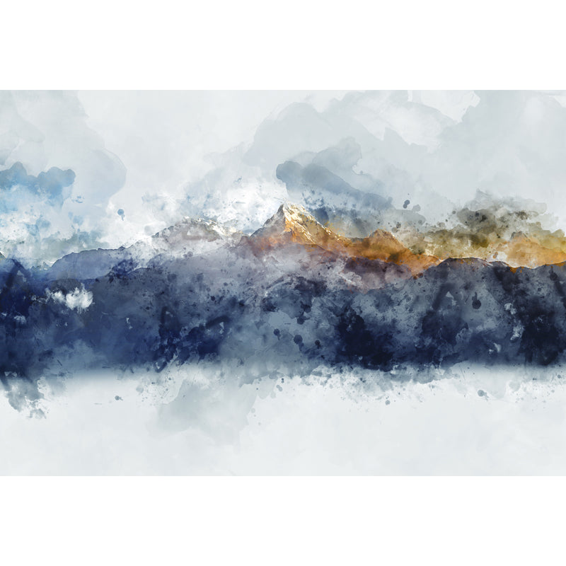 Artistry Foggy Mountain Wall Mural Grey Water Resistant Wall Decoration for Bedroom