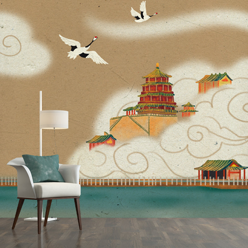 Myths Heaven Palace Mural Wallpaper Indoor Chinese Element Wall Covering, Custom Size