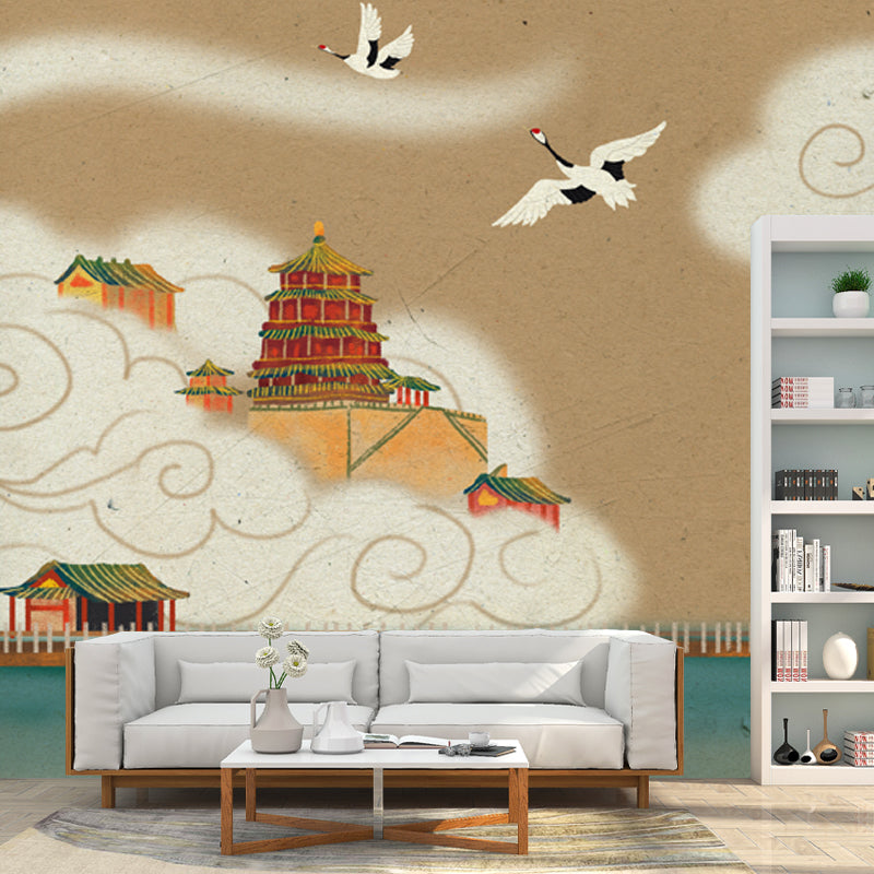 Myths Heaven Palace Mural Wallpaper Indoor Chinese Element Wall Covering, Custom Size