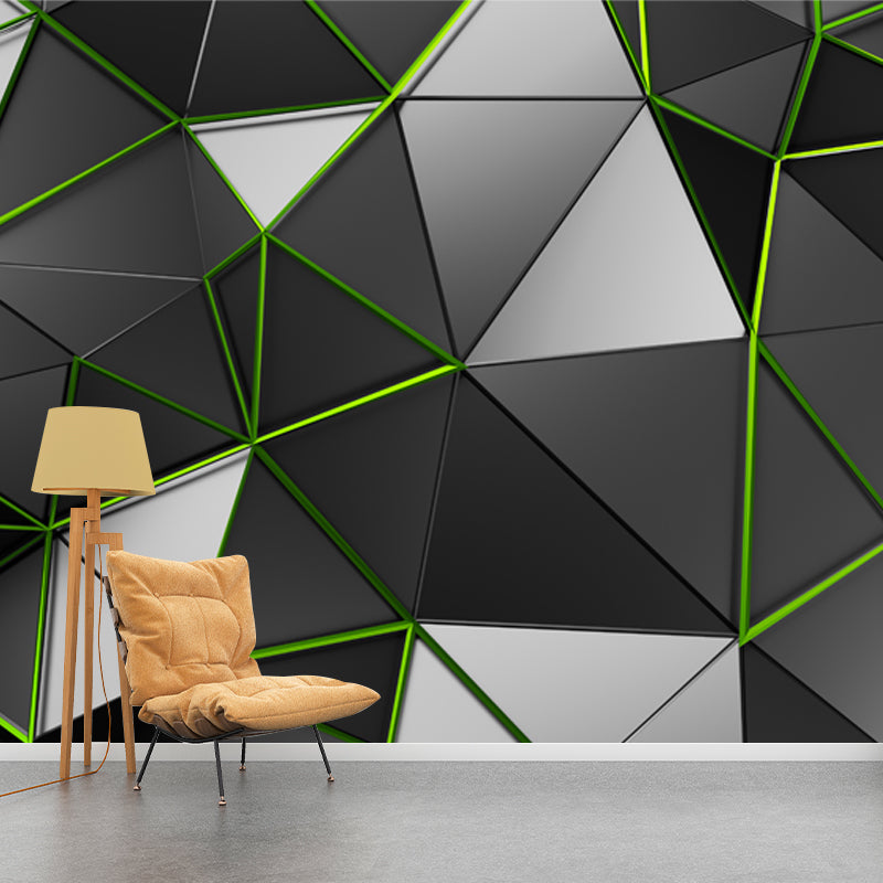 Contemporary Origami Wall Paper Mural Grey 3D Geometry Wall Art for Boys Bedroom